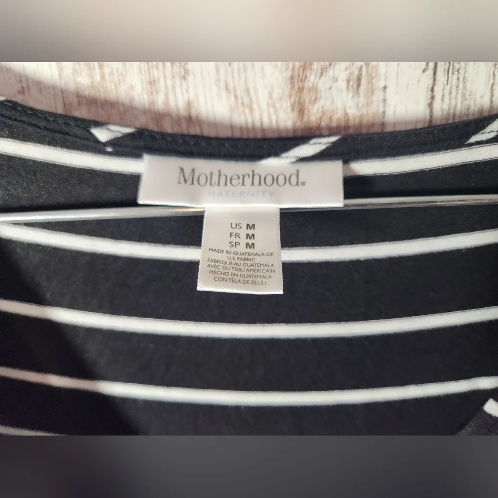 Motherhood Black and White Striped Maternity Dress